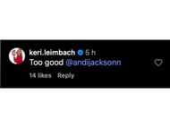 Leimbach's comment on Instagram